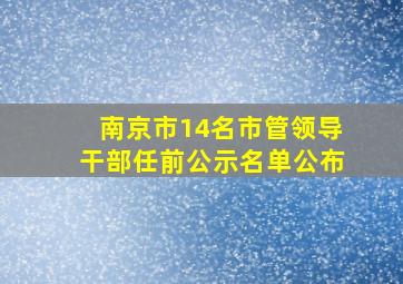 南京市14名市管领导干部任前公示名单公布