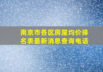 南京市各区房屋均价排名表最新消息查询电话