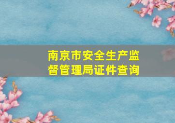 南京市安全生产监督管理局证件查询