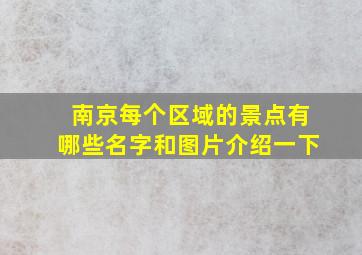 南京每个区域的景点有哪些名字和图片介绍一下