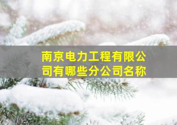 南京电力工程有限公司有哪些分公司名称