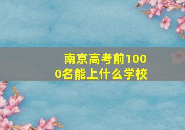 南京高考前1000名能上什么学校