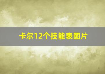 卡尔12个技能表图片