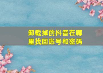 卸载掉的抖音在哪里找回账号和密码