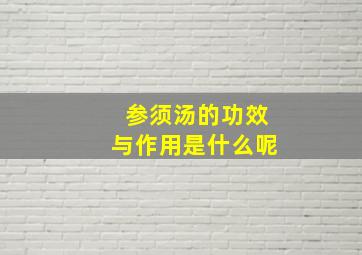 参须汤的功效与作用是什么呢