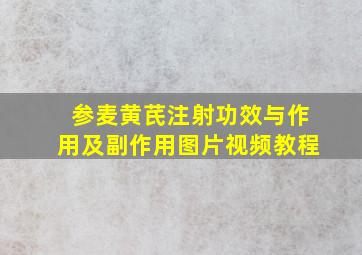 参麦黄芪注射功效与作用及副作用图片视频教程