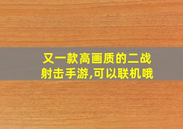 又一款高画质的二战射击手游,可以联机哦