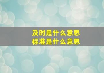 及时是什么意思标准是什么意思