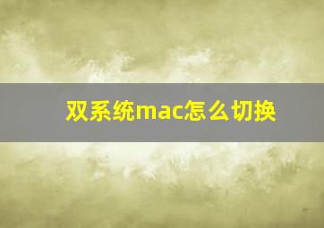 双系统mac怎么切换