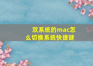 双系统的mac怎么切换系统快捷键