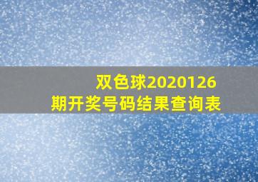 双色球2020126期开奖号码结果查询表