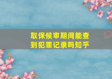 取保候审期间能查到犯罪记录吗知乎