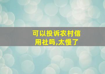 可以投诉农村信用社吗,太慢了