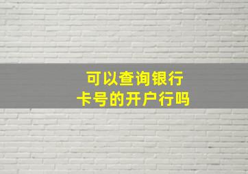 可以查询银行卡号的开户行吗