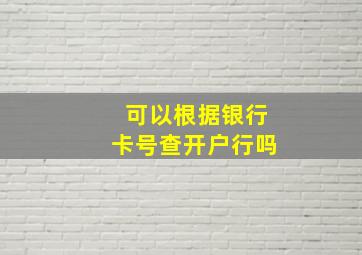 可以根据银行卡号查开户行吗