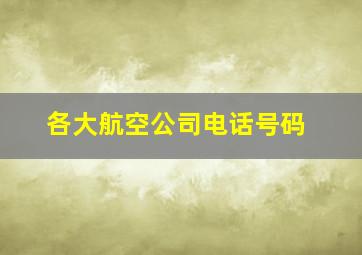 各大航空公司电话号码