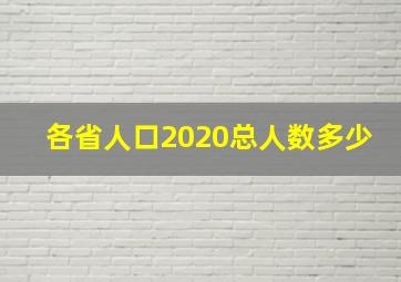 各省人口2020总人数多少