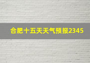 合肥十五天天气预报2345