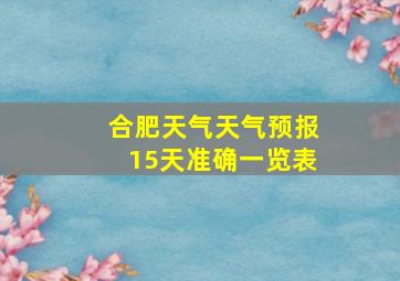 合肥天气天气预报15天准确一览表