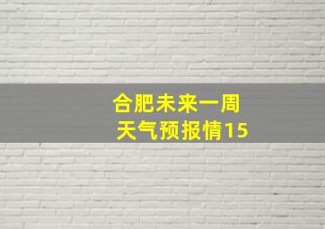 合肥未来一周天气预报情15