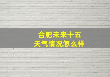 合肥未来十五天气情况怎么样