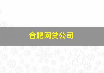 合肥网贷公司