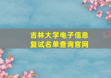 吉林大学电子信息复试名单查询官网