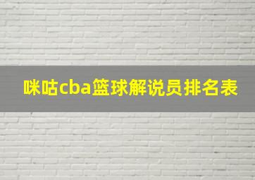 咪咕cba篮球解说员排名表