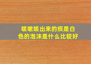 咳嗽咳出来的痰是白色的泡沫是什么比较好