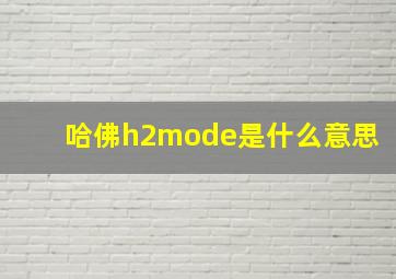 哈佛h2mode是什么意思