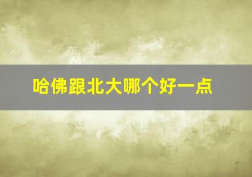 哈佛跟北大哪个好一点