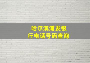 哈尔滨浦发银行电话号码查询