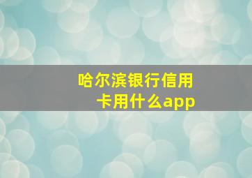 哈尔滨银行信用卡用什么app