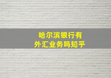 哈尔滨银行有外汇业务吗知乎