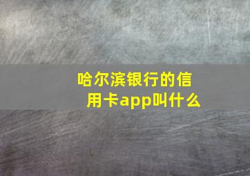 哈尔滨银行的信用卡app叫什么