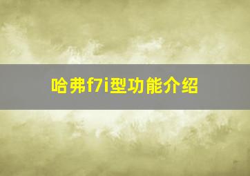 哈弗f7i型功能介绍