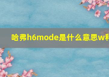 哈弗h6mode是什么意思w和e