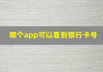 哪个app可以看到银行卡号