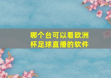 哪个台可以看欧洲杯足球直播的软件