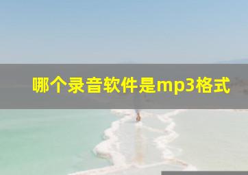 哪个录音软件是mp3格式