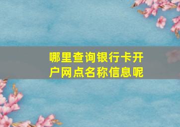 哪里查询银行卡开户网点名称信息呢