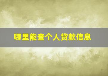 哪里能查个人贷款信息