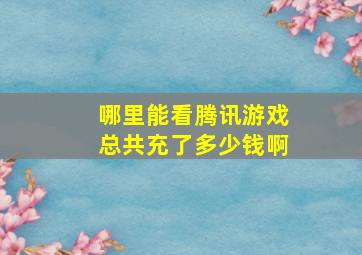 哪里能看腾讯游戏总共充了多少钱啊