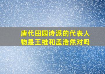 唐代田园诗派的代表人物是王维和孟浩然对吗