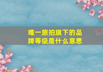 唯一旅拍旗下的品牌等级是什么意思