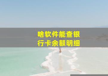 啥软件能查银行卡余额明细