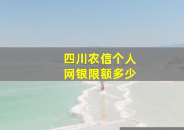 四川农信个人网银限额多少