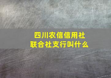 四川农信信用社联合社支行叫什么