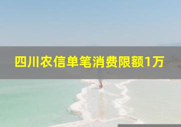 四川农信单笔消费限额1万