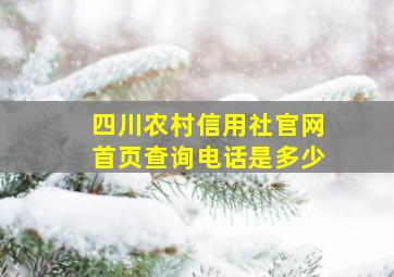 四川农村信用社官网首页查询电话是多少